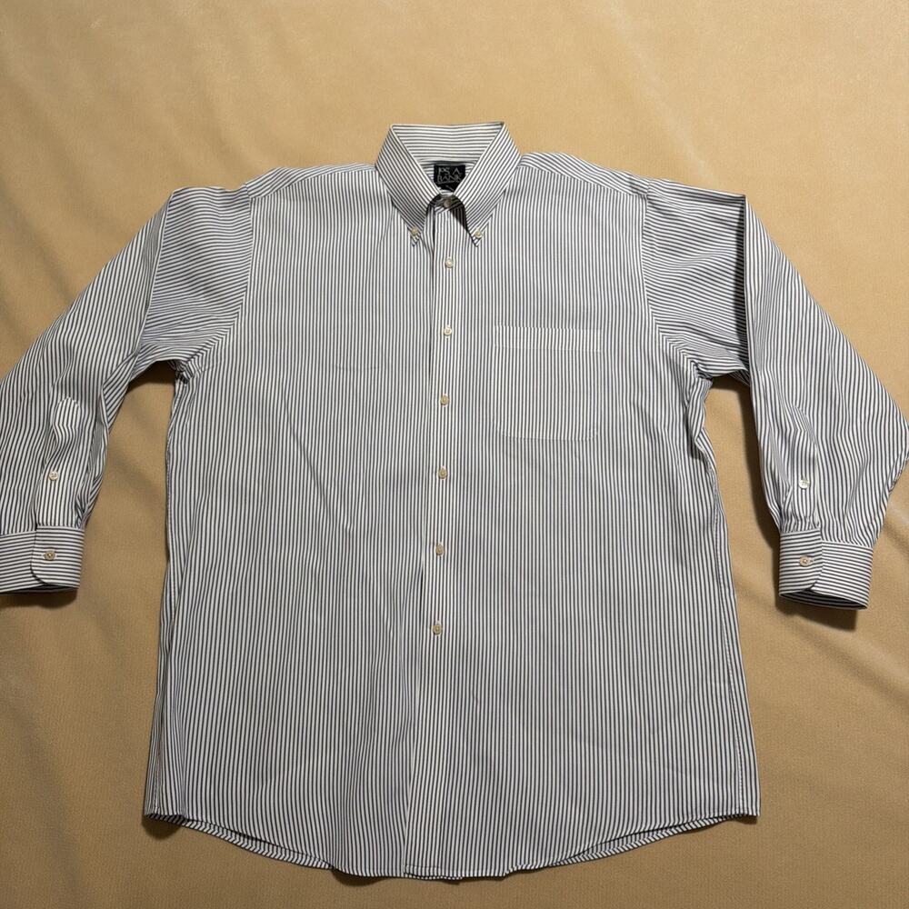 Jos A Bank Gray Pinstripe L/S Button Up Dress Shirt Size 16.5/33 See Last Pic